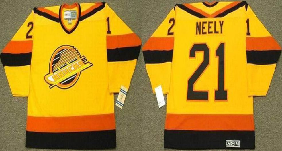 2019 Men Vancouver Canucks #21 Neely Yellow CCM NHL jerseys